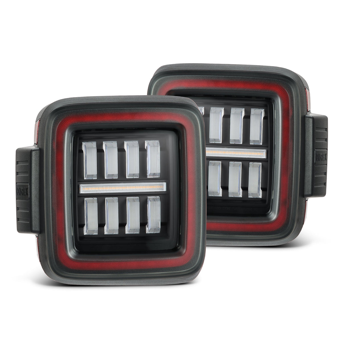 AlphaRex NOVA-Series Prismatic LED Tail Lights for Jeep Wrangler - Black Red