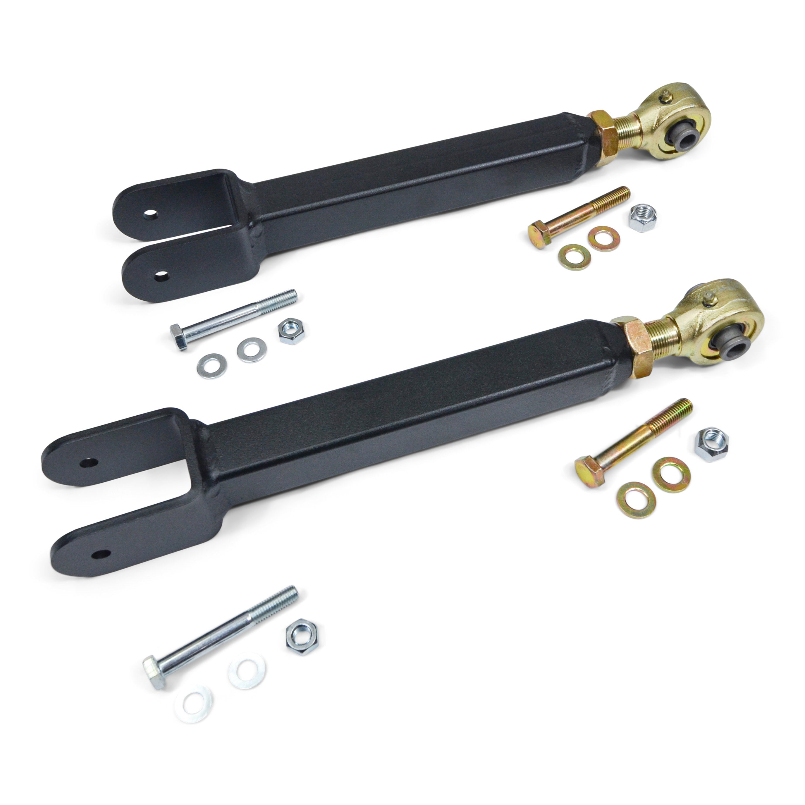 Heavy-duty adjustable control arms with bolts and washers for off-road vehicles
