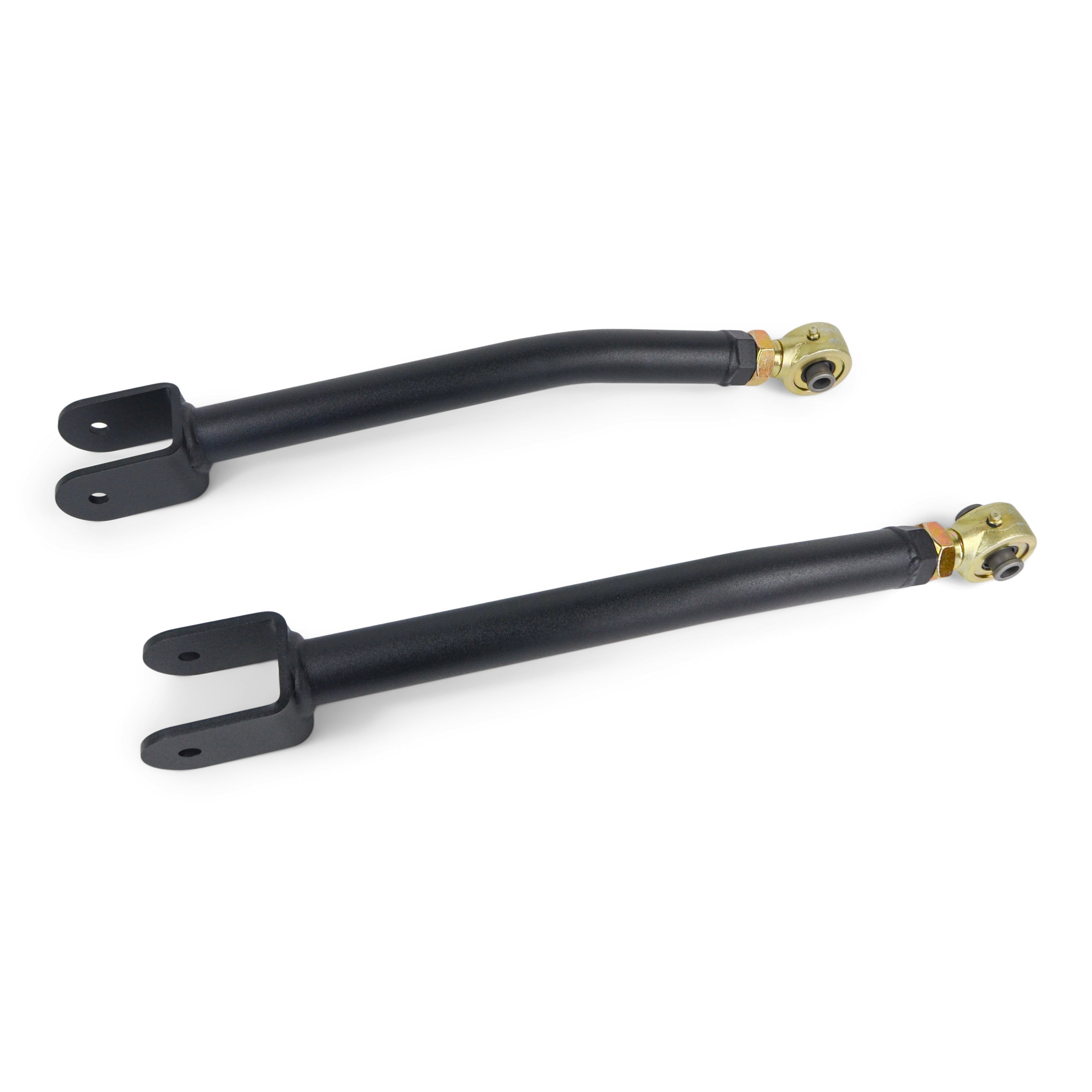 Pair of black adjustable rear control arms for off-road Toyota, Jeep, and Ford vehicles
