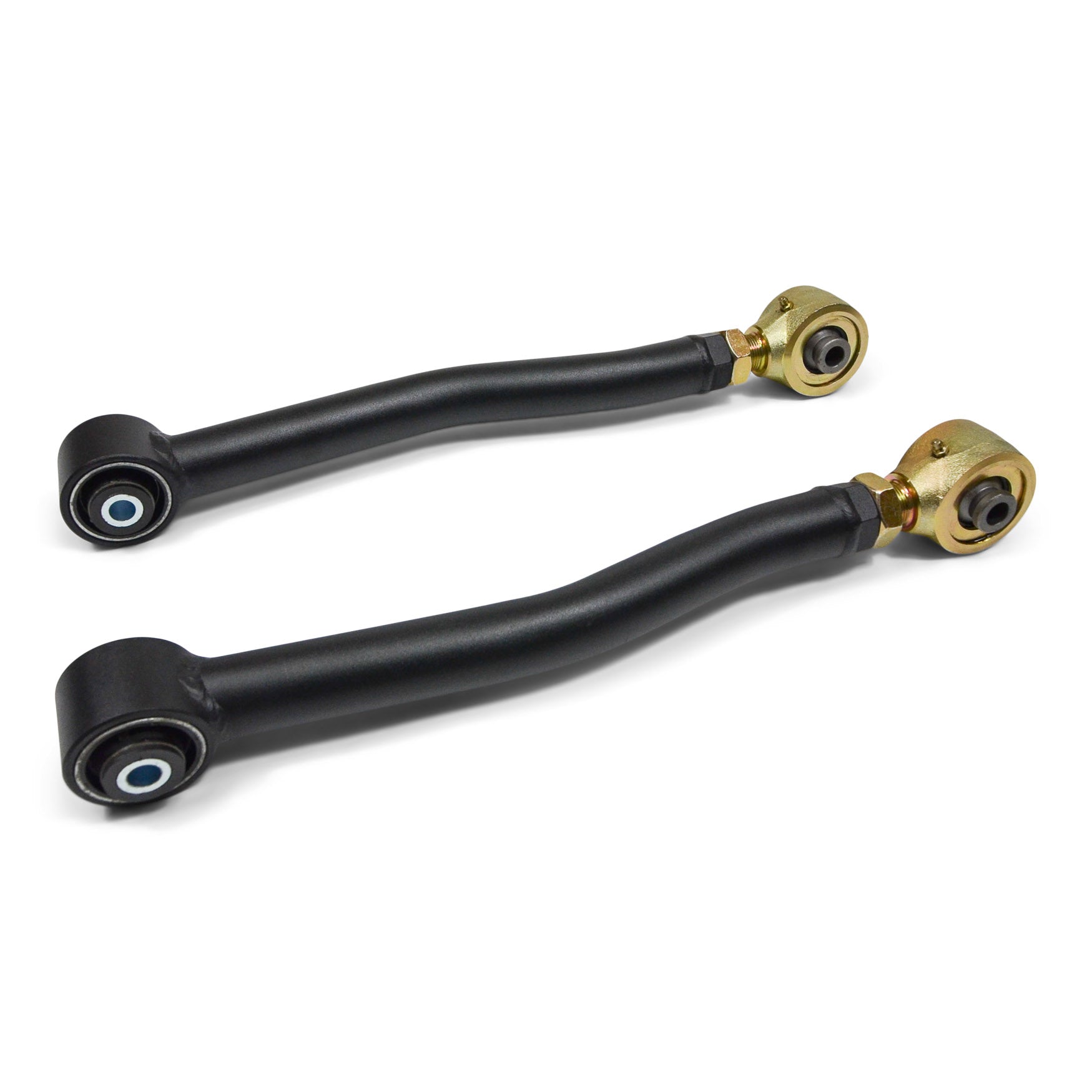 Heavy-duty adjustable control arms for off-road vehicle suspension, black and gold finish
