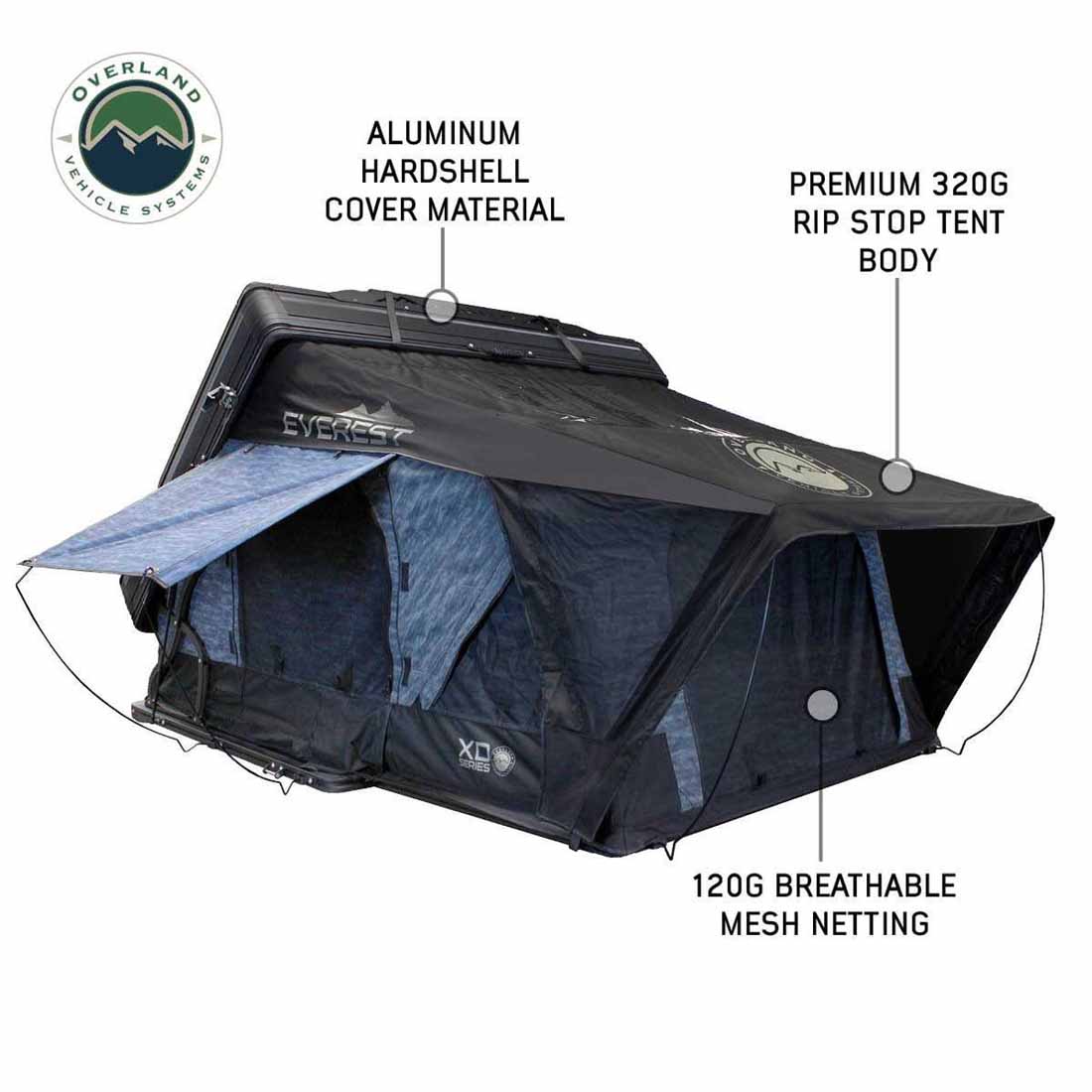Overland Vehicle Systems XD Everest cantilever aluminum hard shell roof top tent - view 3