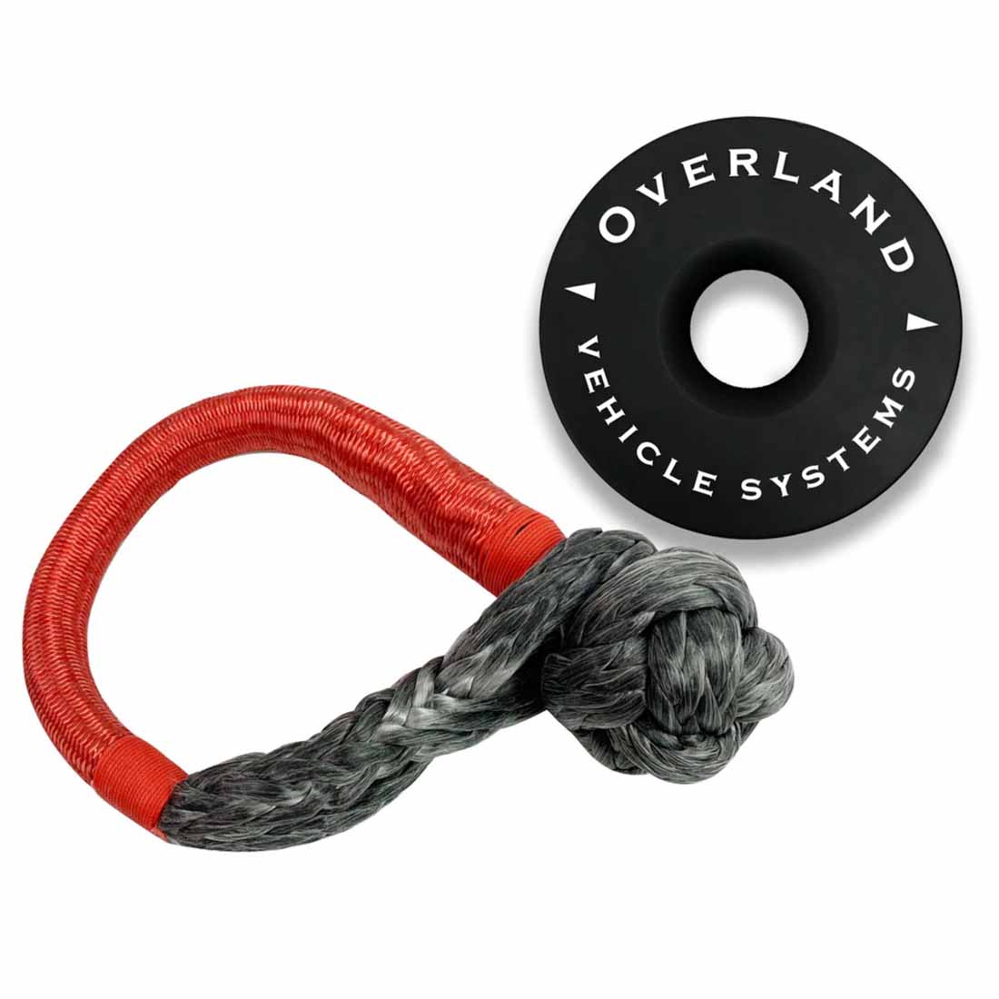 Overland Vehicle Systems 5/8 inch soft shackle and 6.25 inch black recovery ring combo kit