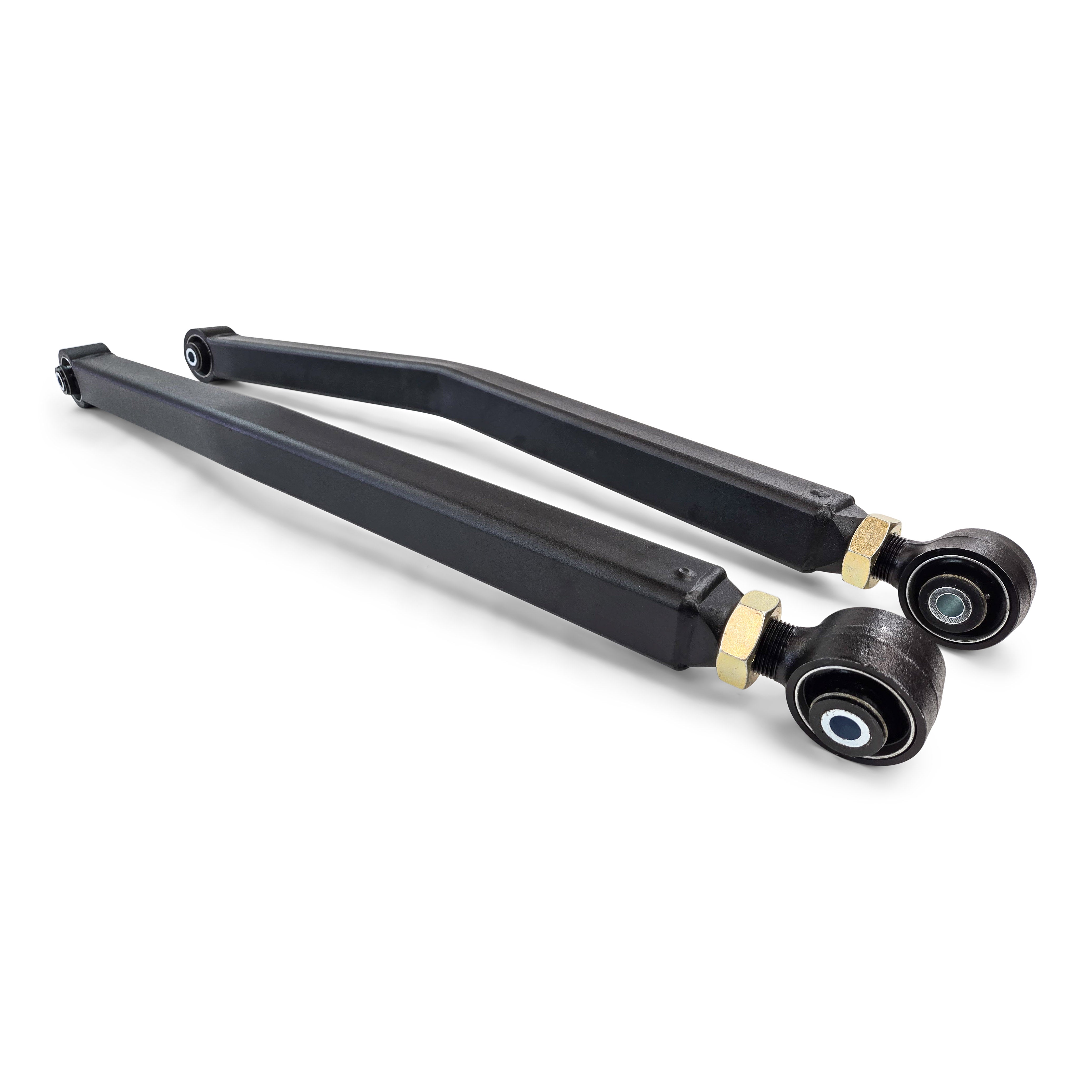 Heavy-duty adjustable control arms for off-road vehicles and overlanding, black metal finish