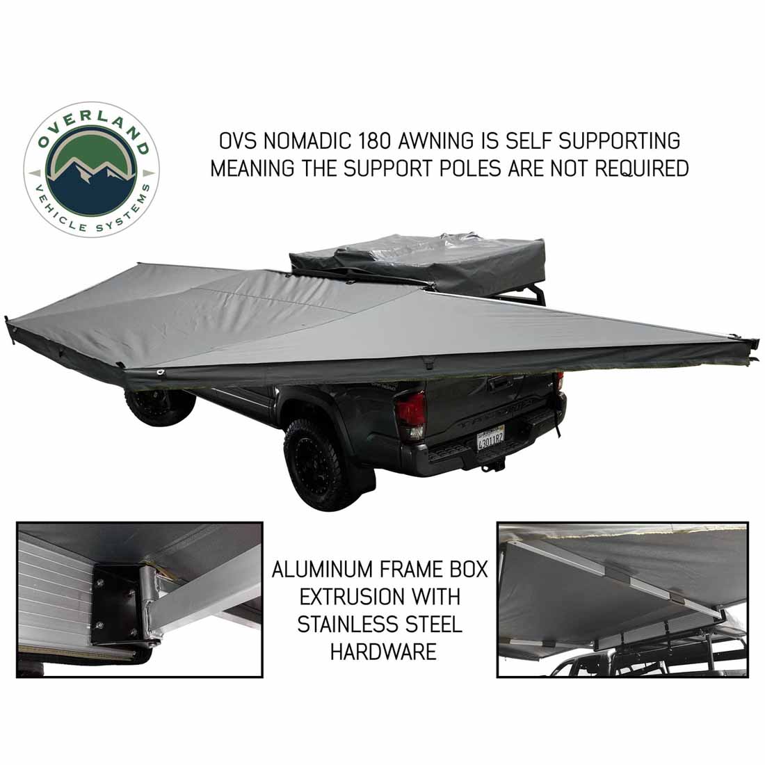 Overland Vehicle Systems HD Nomadic 180 degree awning in dark grey - view 2