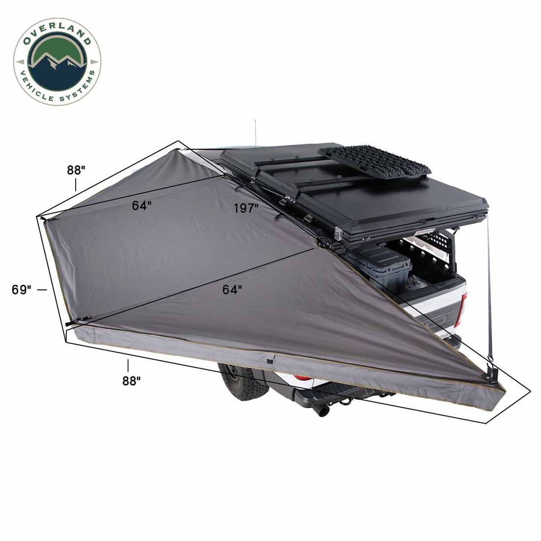 Overland Vehicle Systems HD Nomadic 180 LTE awning in dark grey with black travel cover - view 3