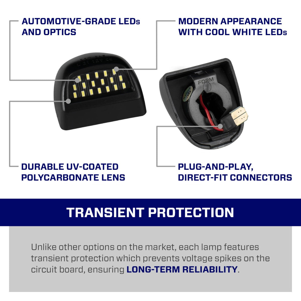 Form Lighting LED license plate lights for 1999-2013 GMC Sierra and Chevy Silverado – features