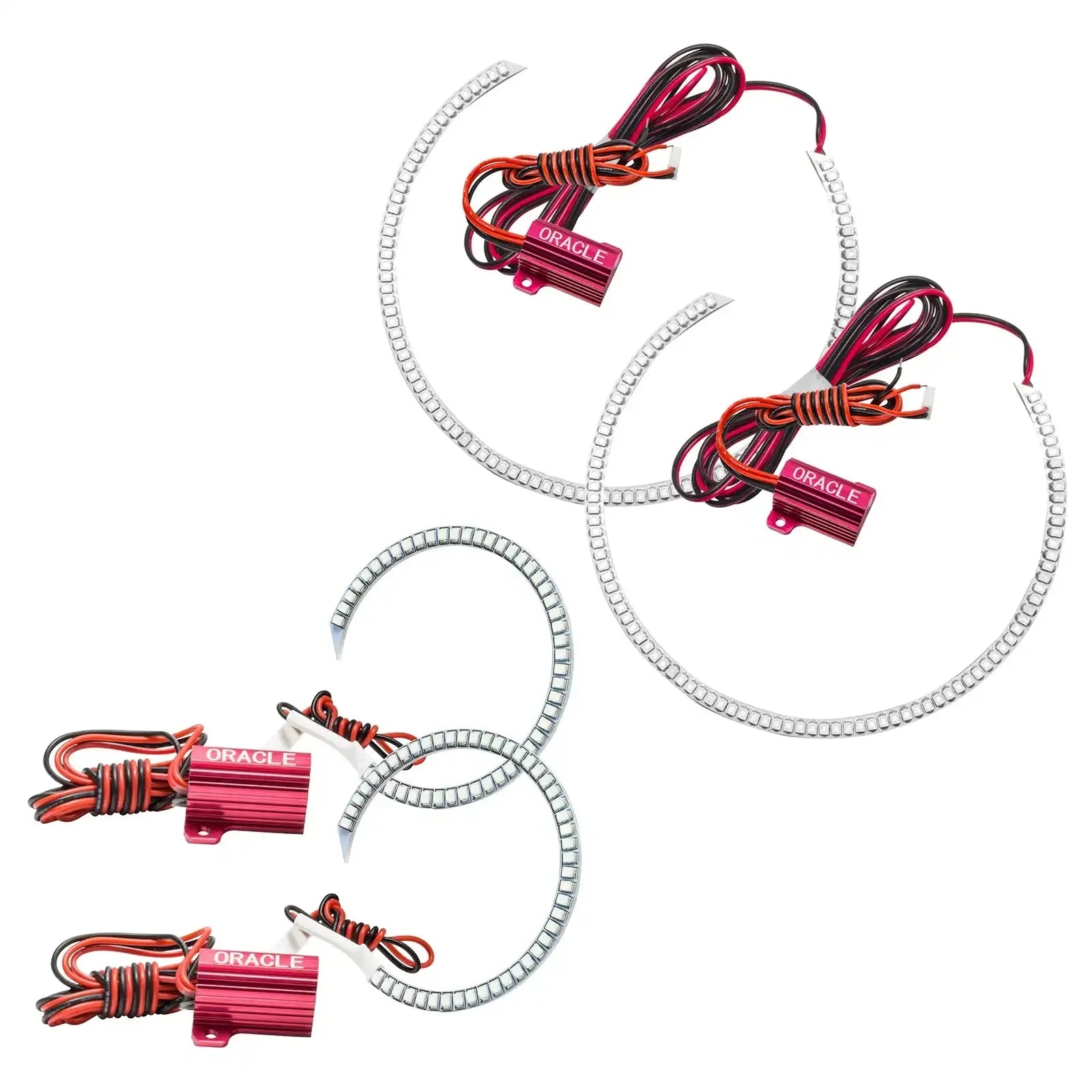 LED halo headlight rings with wiring, automotive lighting accessory for off-road vehicles