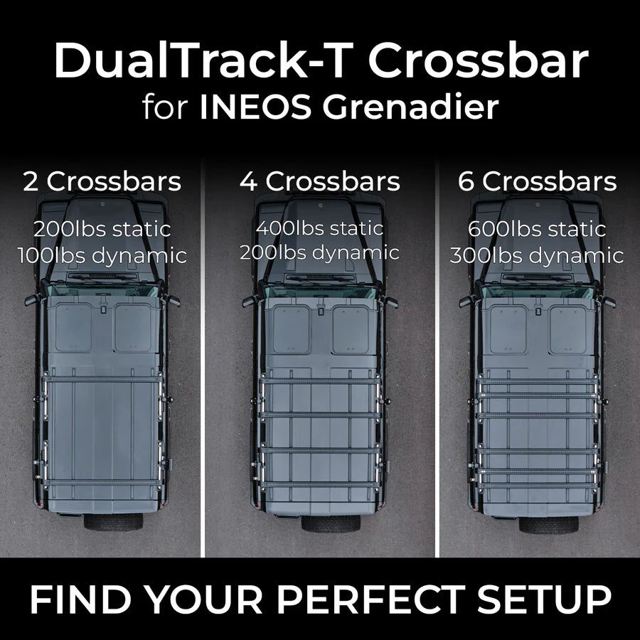 INEOS Grenadier: DualTrack-T™ MAX (Gen 2) Cross Bar Rail Kit with L-Track & 25mm T-Slot
