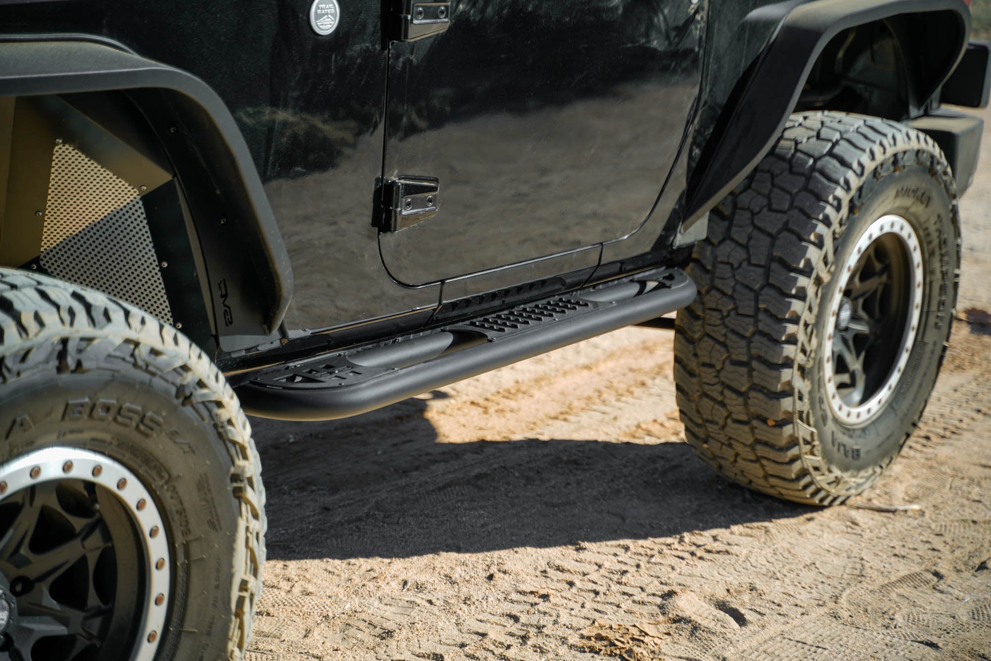 2007-2018-2-Door-Jeep-Wrangler-JK-OE-Plus-Side-Steps-Installed-09 - NVMOS