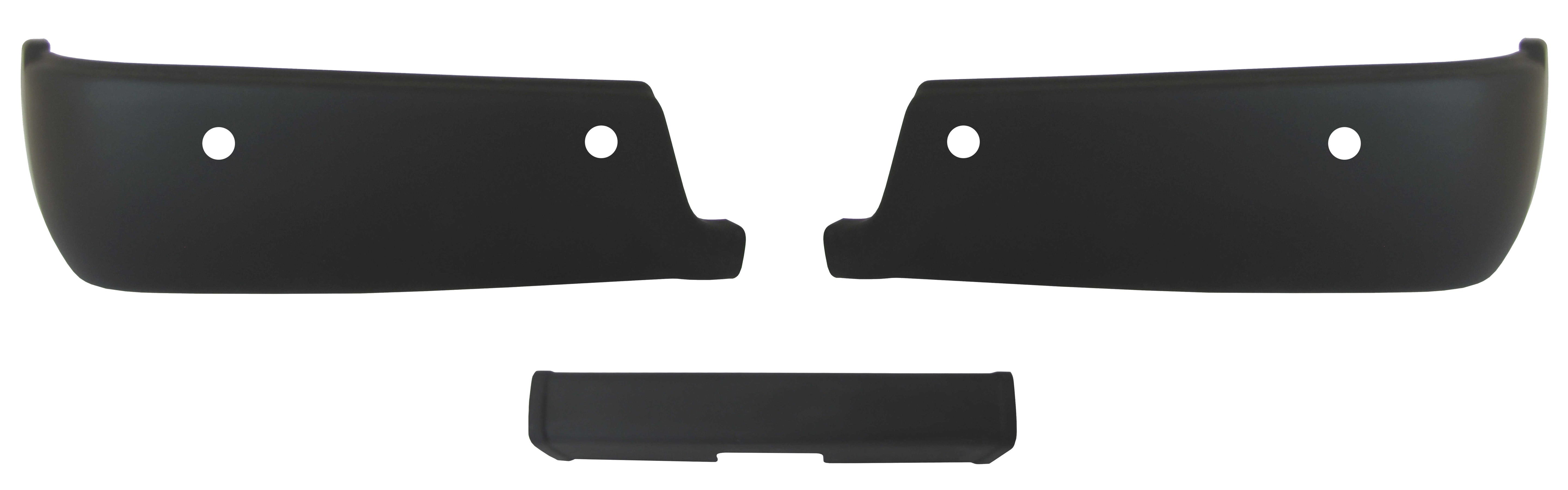 matte black 2009-2018 Ram - Rear BUMPERSHELLZ™ - Chrome Delete Truck Bumper Caps Chrome Delete Kit, with reverse sensors, without Exhaust Cut-outs