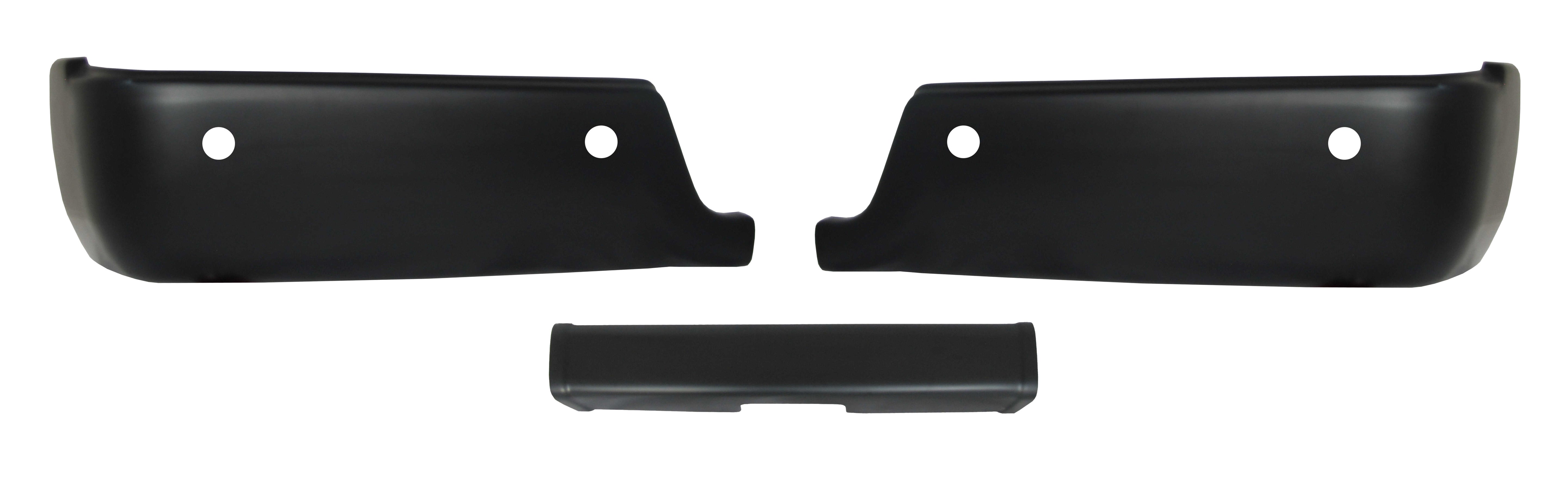 Ready to Paint 2009-2018 Ram - Rear BUMPERSHELLZ™ - Chrome Delete Truck Bumper Caps Chrome Delete Kit with reverse sensors, no exhaust cut-outs
