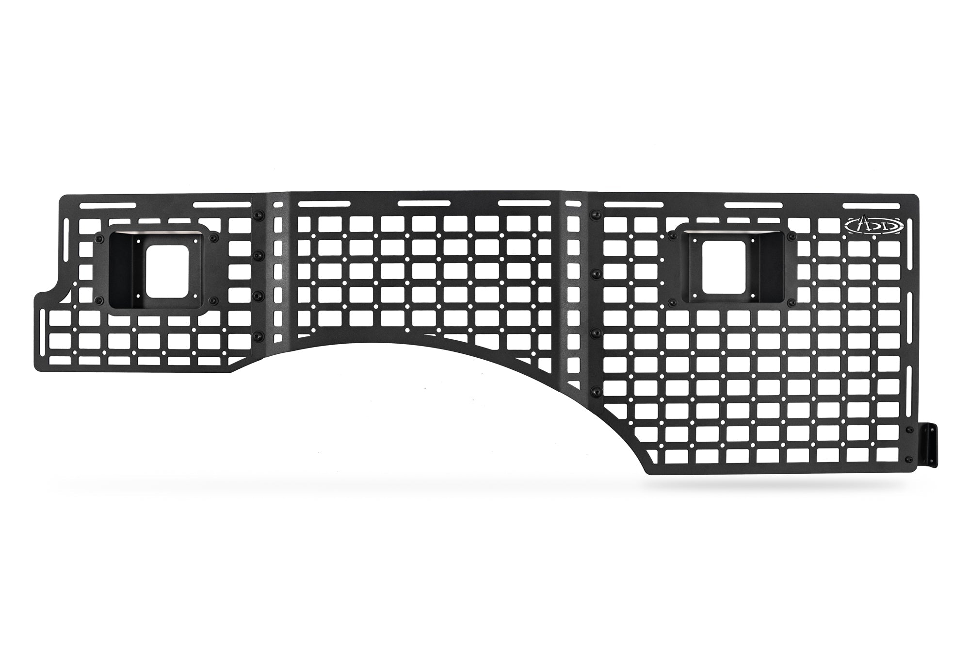 Black steel bed side molle panel for 2015-2020 Ford F-150 and Raptor trucks