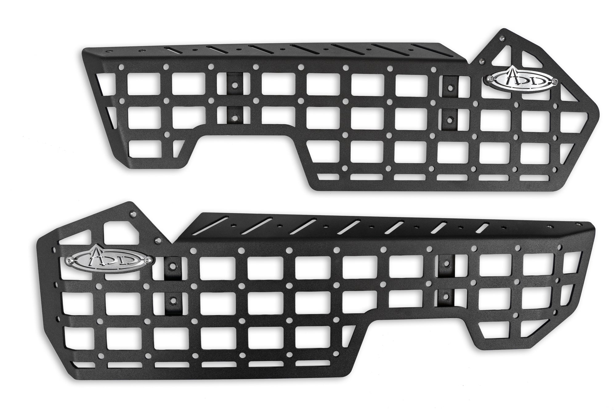 Ford F-150 Raptor center console Molle panels, black metal grid side panels for truck interior