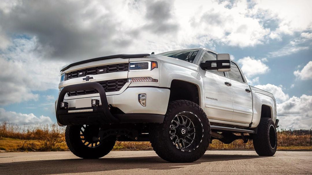 2016-2018 Chevy Silverado 1500 - Front BUMPERSHELLZ™ -Chrome Delete Bumper Cap Kit