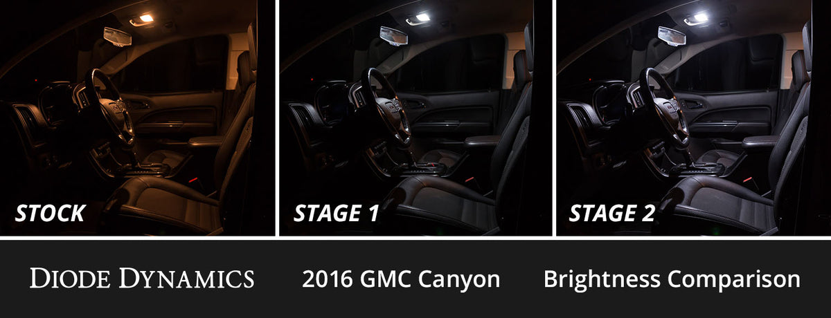 Diode Dynamics interior LED conversion kit for 2015-2022 GMC Canyon – output comparison