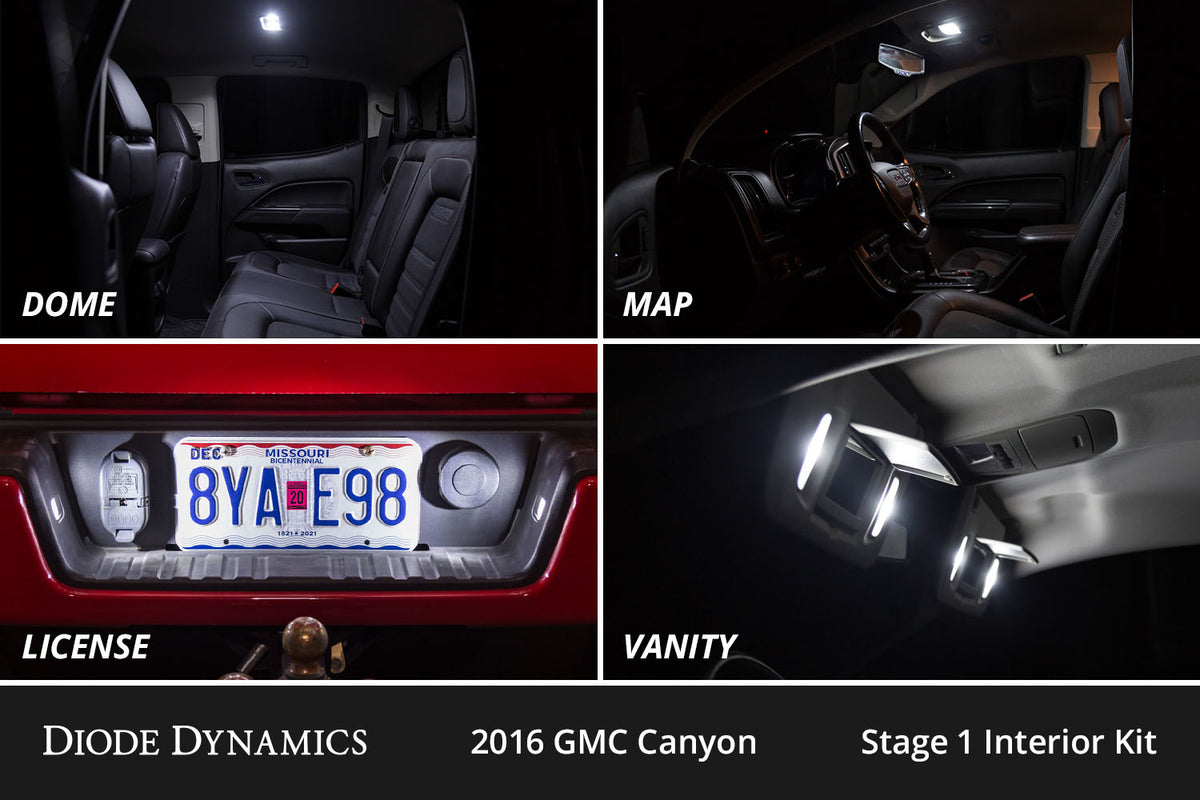 Diode Dynamics interior LED conversion kit for 2015-2022 GMC Canyon – detail graphic