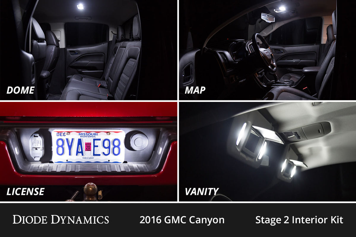 Diode Dynamics interior LED conversion kit for 2015-2022 GMC Canyon – detail graphic