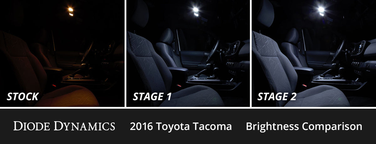 Diode Dynamics interior LED conversion kit for 2005-2015 Toyota Tacoma – output comparison