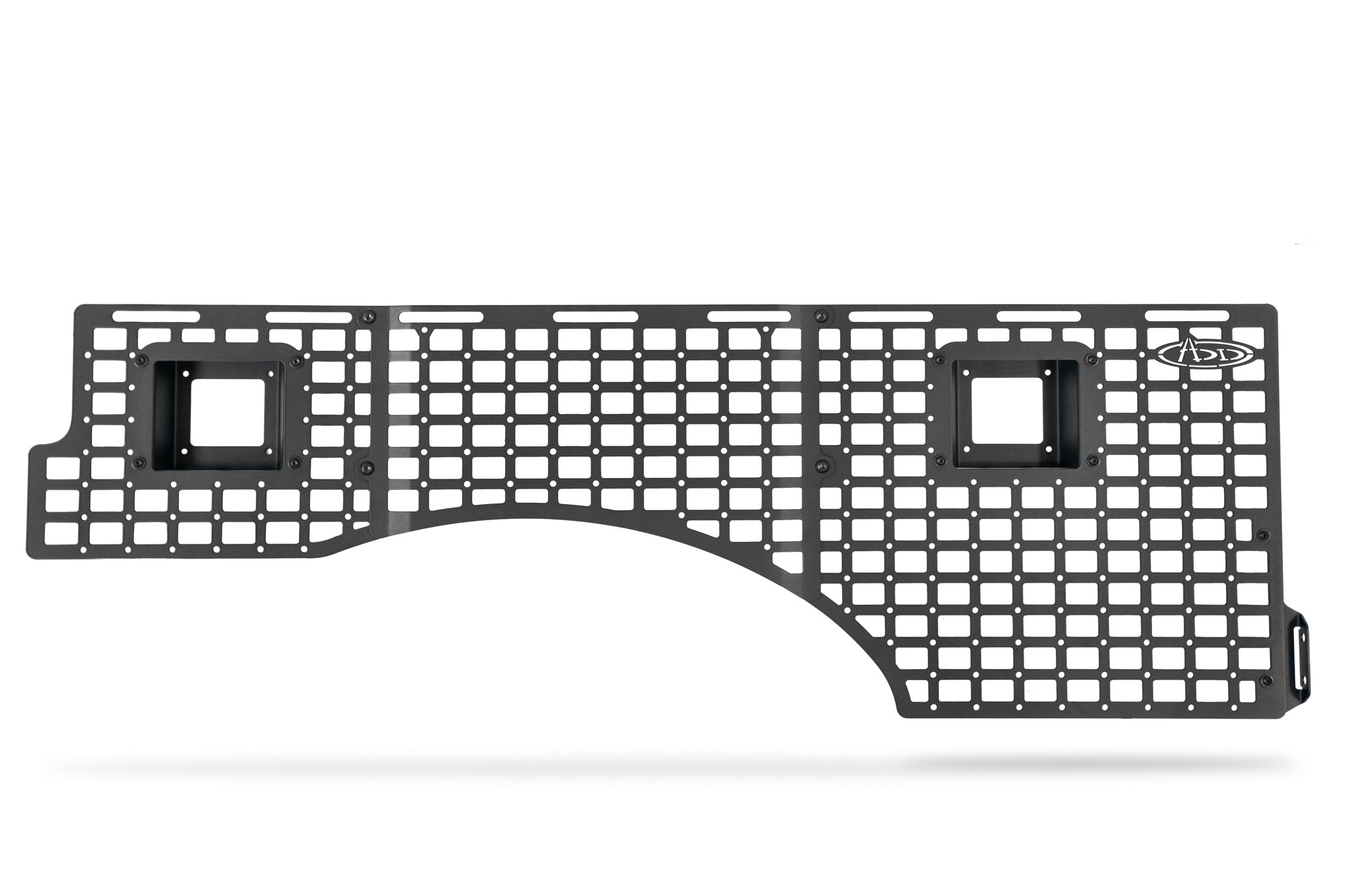 2021-2023 Ford F-150 and Raptor passenger side bed molle panel, black metal, grid design