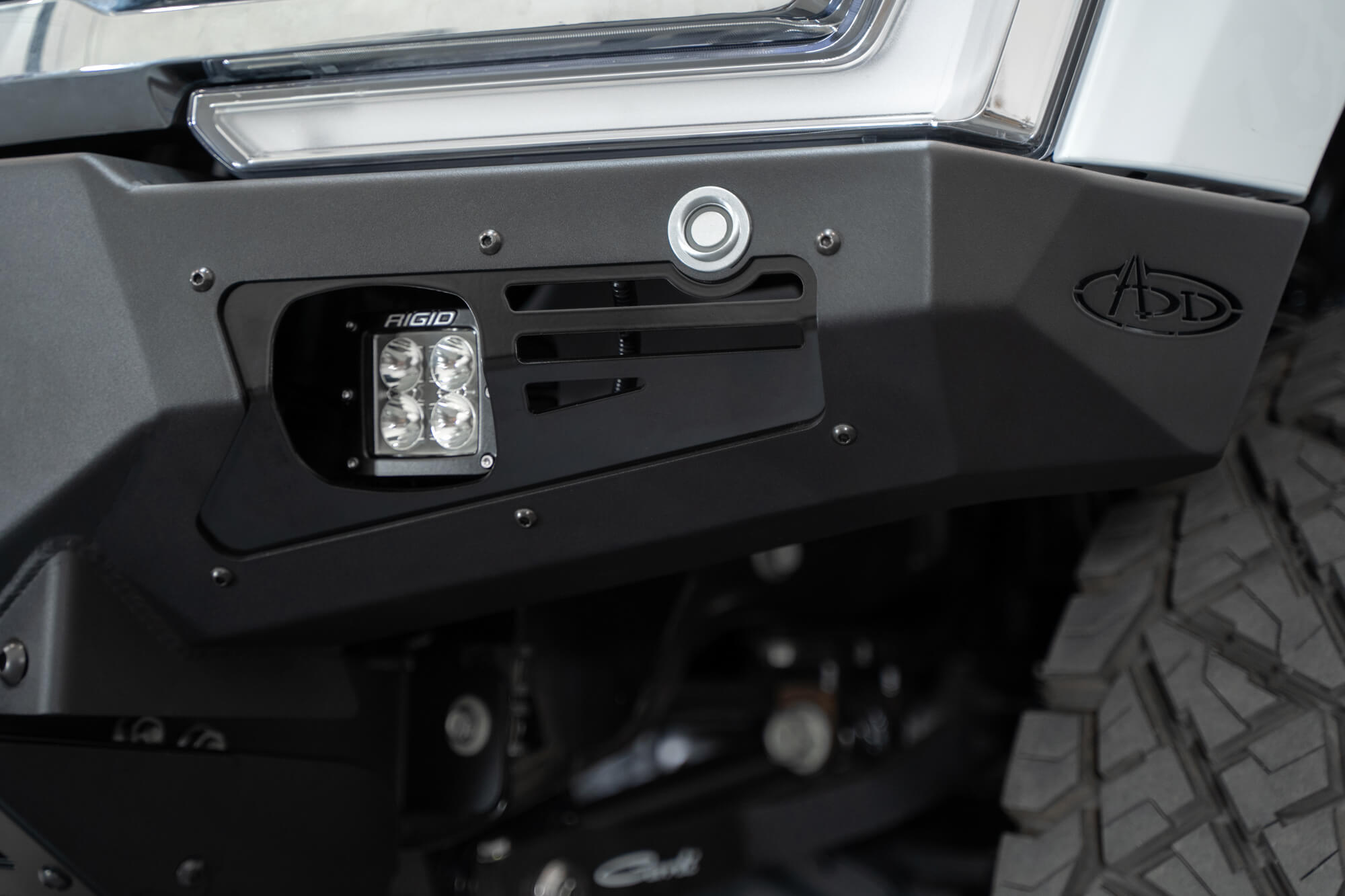 2023-Ford-F-250-350-Super-Duty-Bomber-Front-Bumper-Rigid-Installed-9 - NVMOS