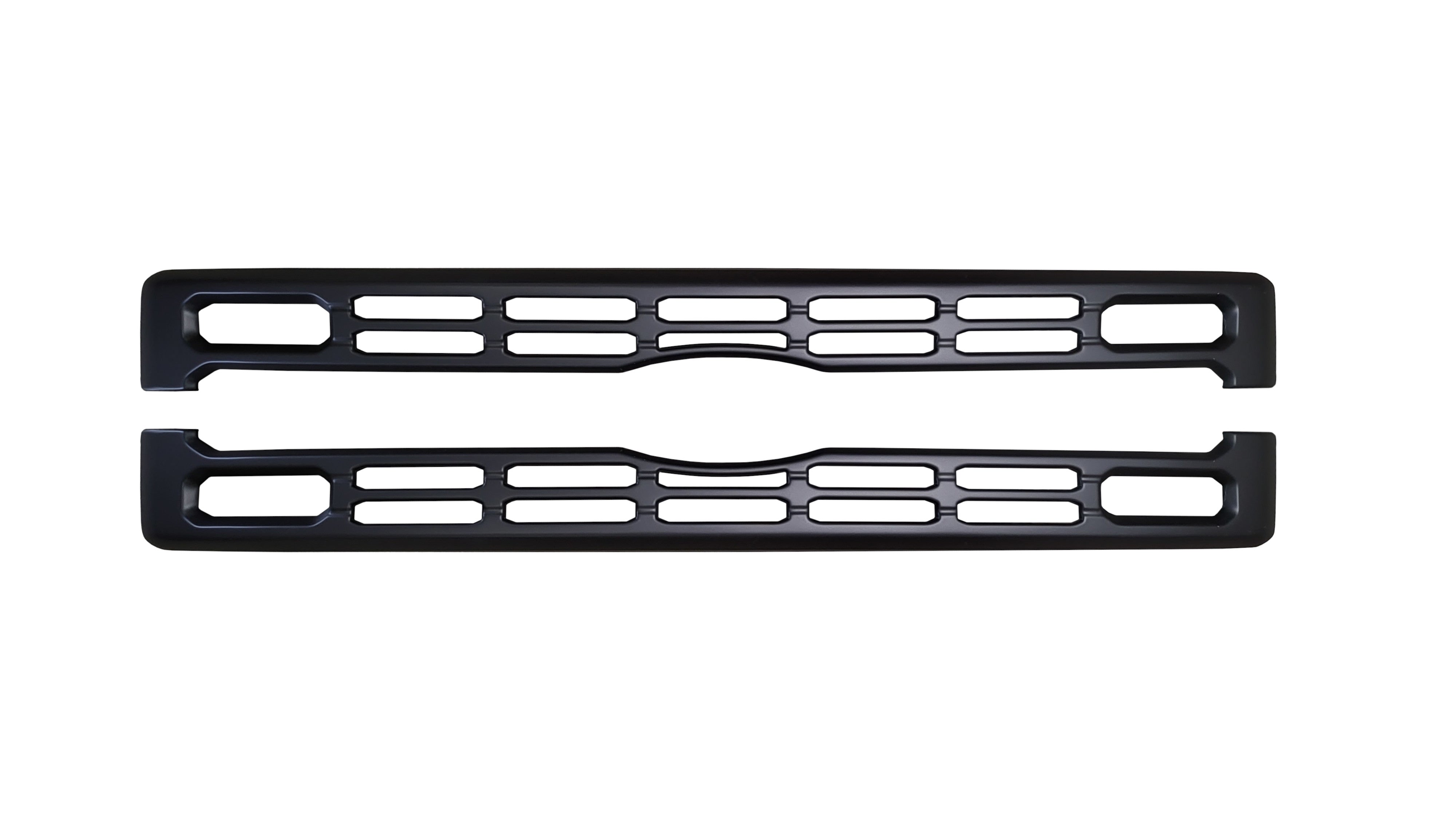 2023 Ford F250/F350 Grille Cover BumperShellz in matte black, displayed frontally