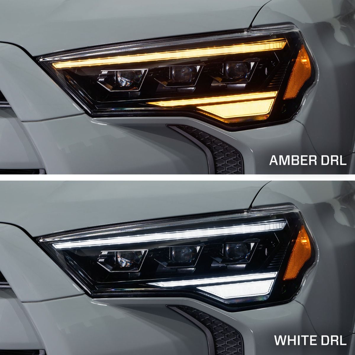 Form Lighting Sequential LED Projector Headlights for Toyota 4Runner 2014–2024, white and amber DRL modes