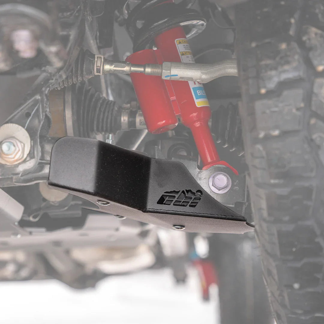 2024 Toyota Tacoma lower control arm skid plate installed, off-road suspension