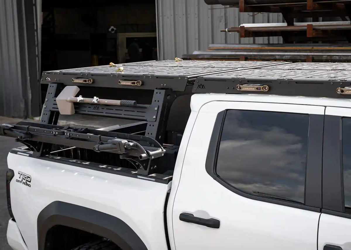 2024-tacoma-bed-rack-roof-rack-storage-system-installed - NVMOS