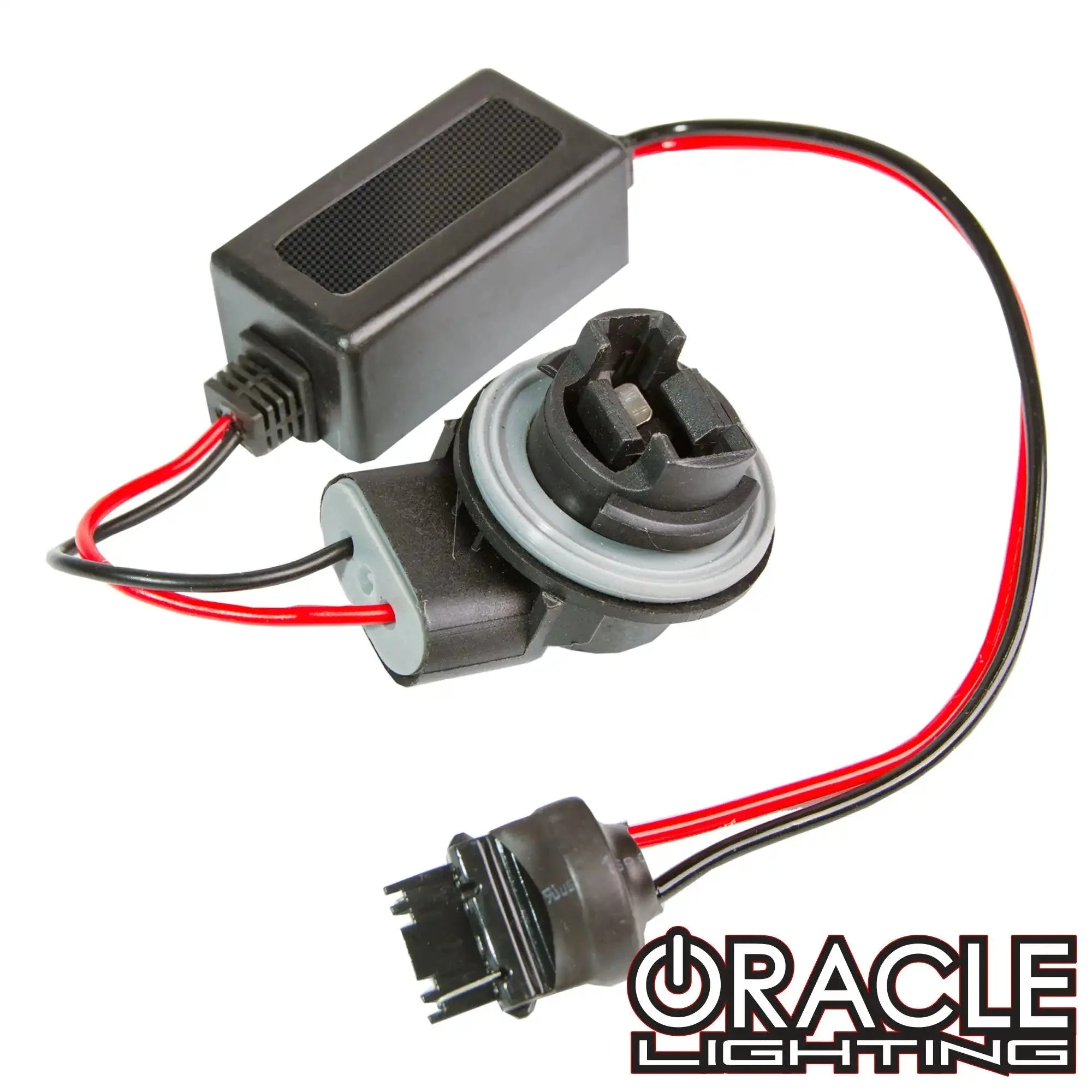 Automotive LED headlight wiring harness with connectors and Oracle Lighting logo