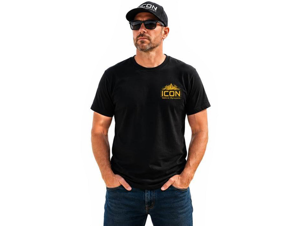 ICON Mountain View logo T-shirt in black, size Extra Large, universal fit
