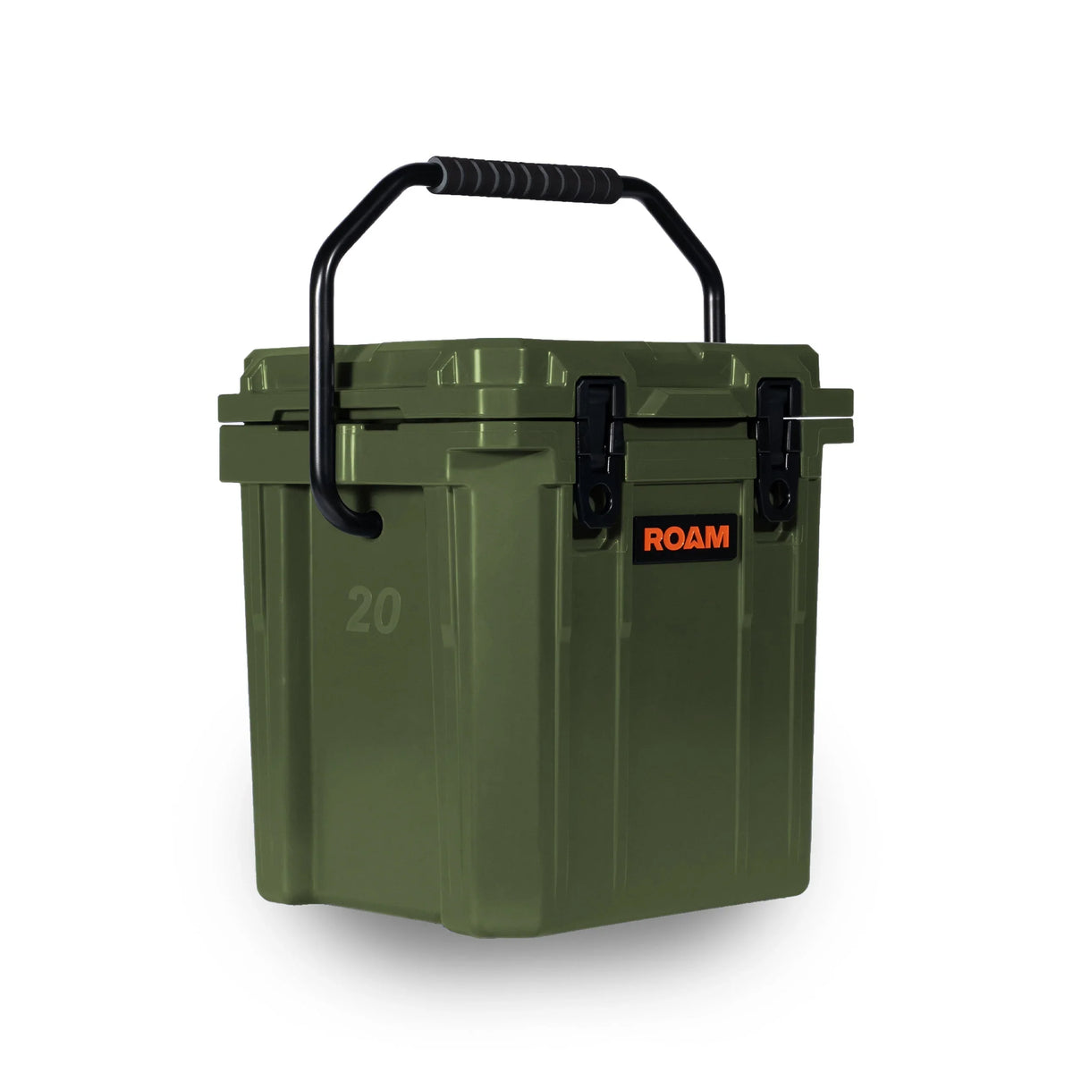 Olive green 20L hard storage case with handle and dual latches for overlanding gear