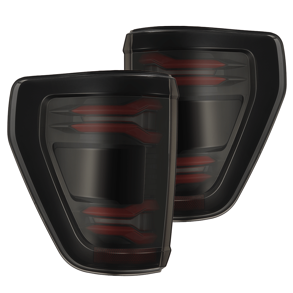 AlphaRex LUXX-Series LED Tail Lights (with BLIS) for Ford F-150 - Black Red