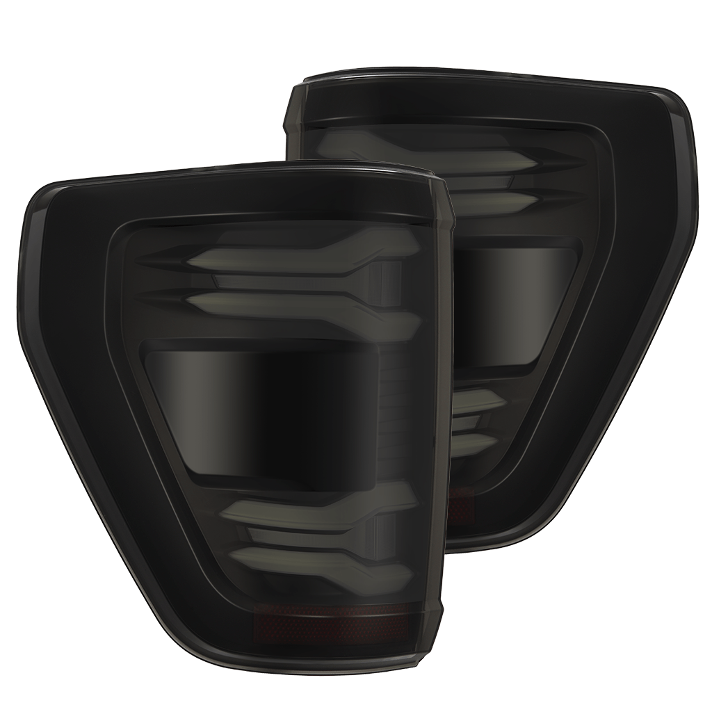 AlphaRex LUXX-Series LED Tail Lights with BLIS for Ford F-150 / Ford F-150 Raptor - Black Smoke