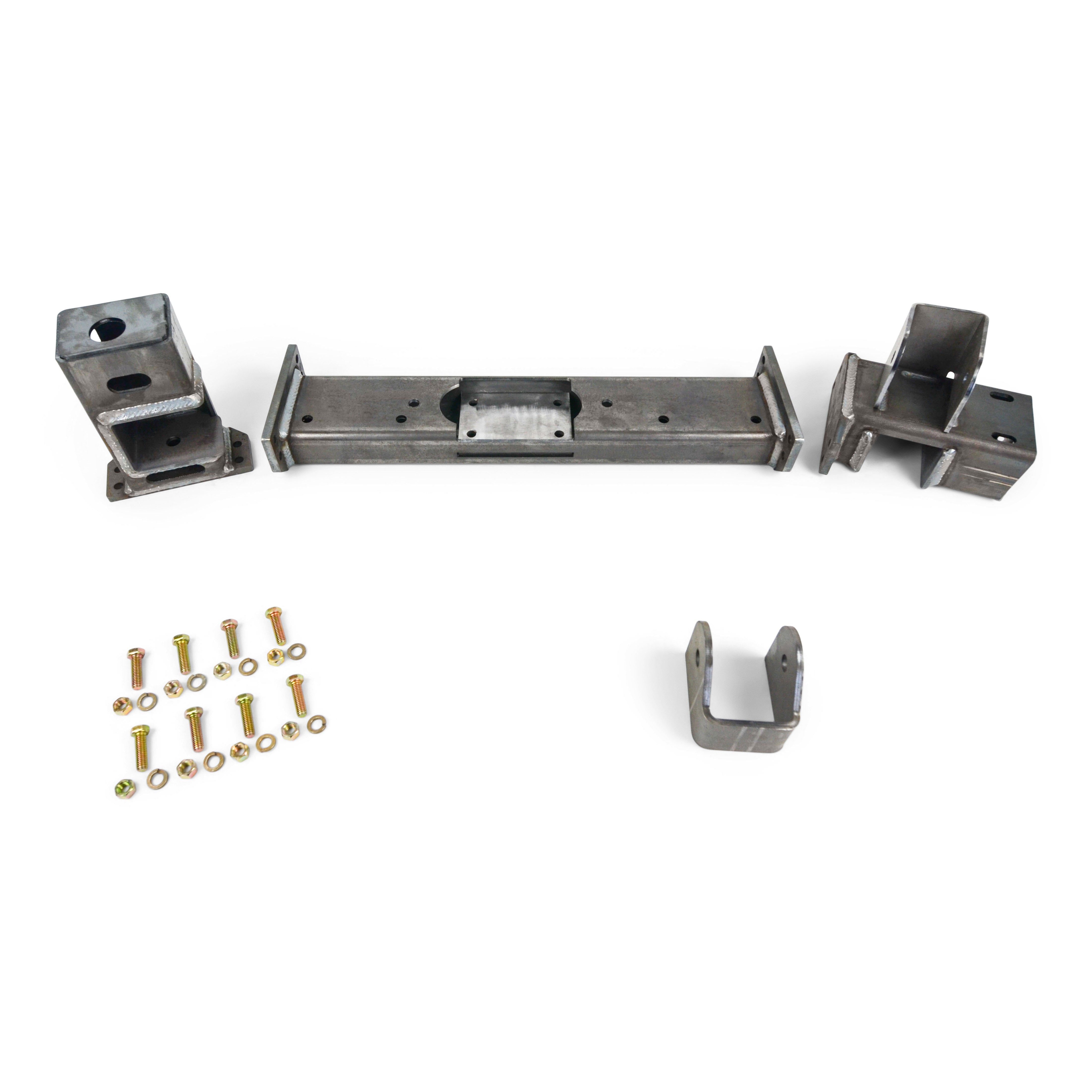 Heavy-duty steel bracket kit with bolts for off-road vehicle suspension upgrades