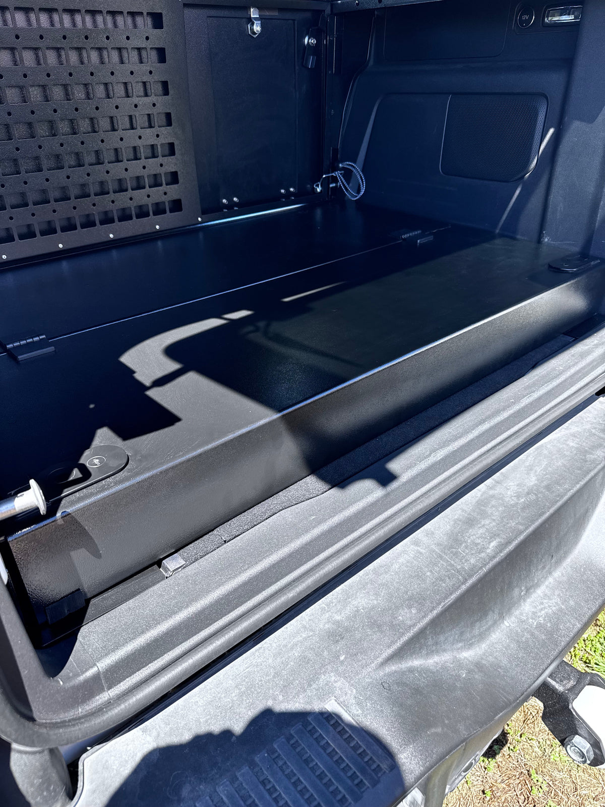 Diabolical Inc Stage 2.0 cargo platform in a Ford Bronco 4-door