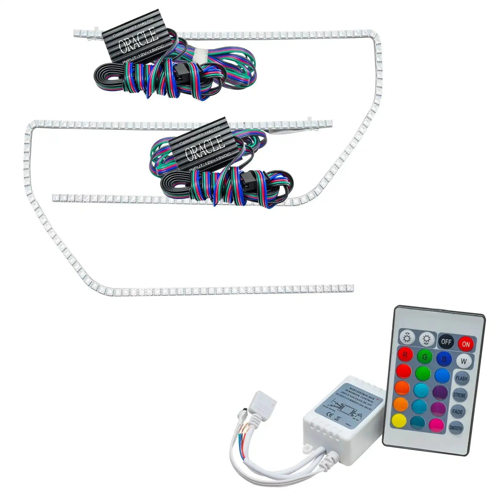 LED light strip kit with remote control and wiring for vehicle accessory installation