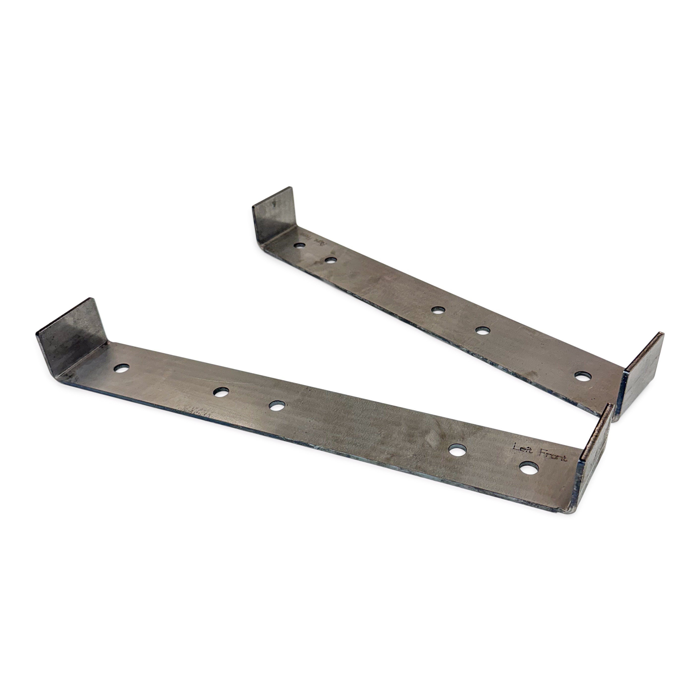 Steel mounting brackets with pre-drilled holes for off-road vehicle accessories
