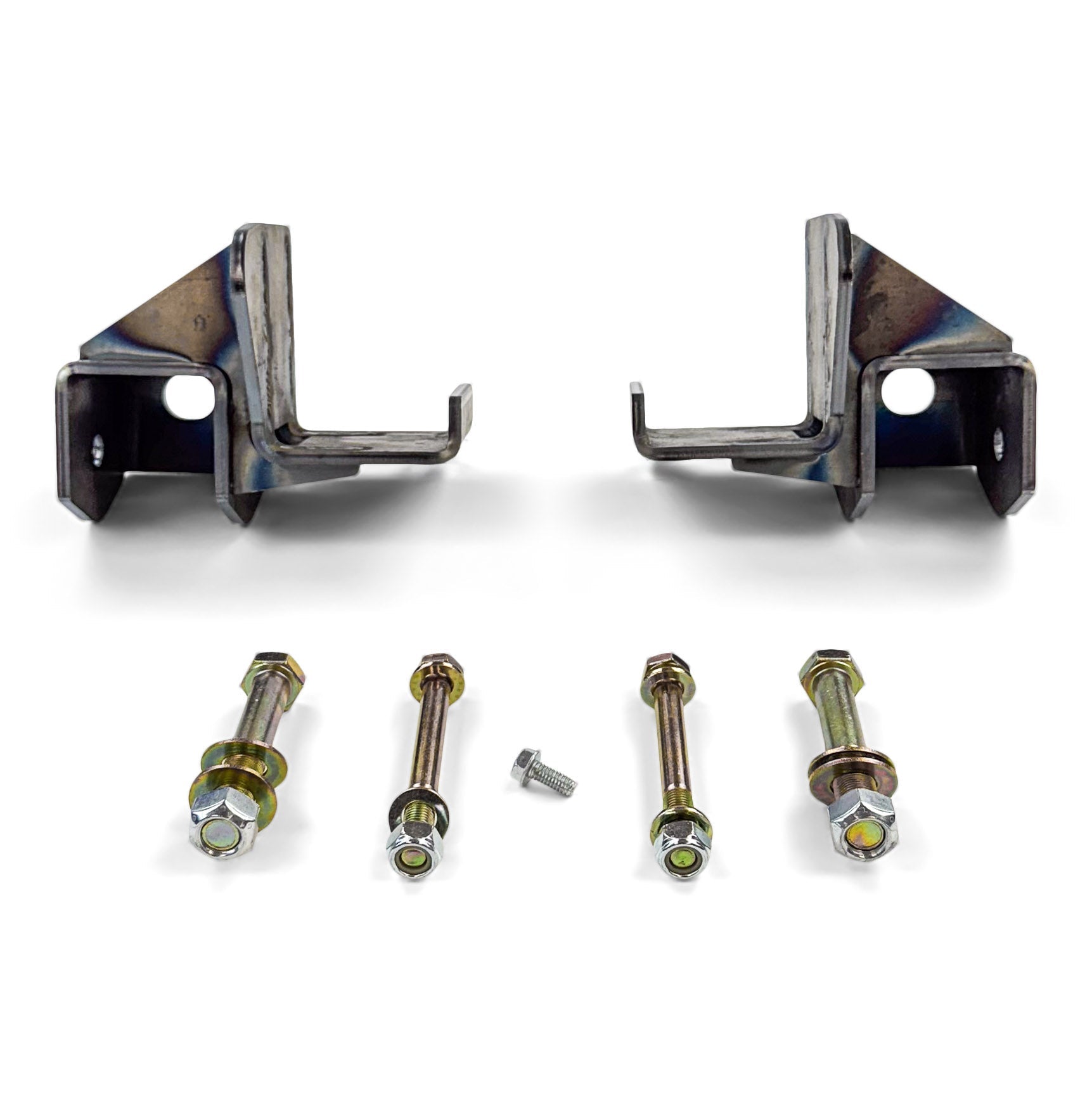 Steel mounting brackets and hardware kit for off-road vehicle accessories