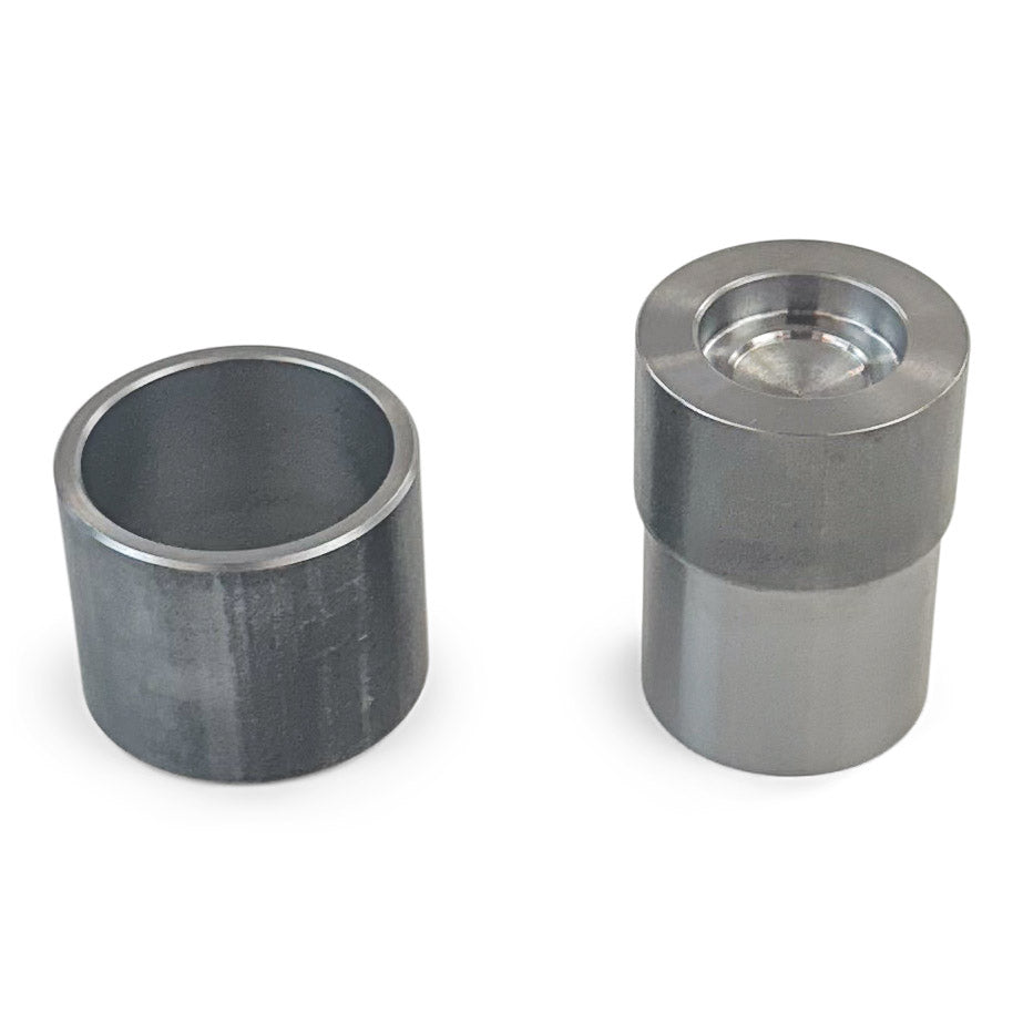 Steel bushing sleeves for off-road vehicle suspension upgrades, shown on white background