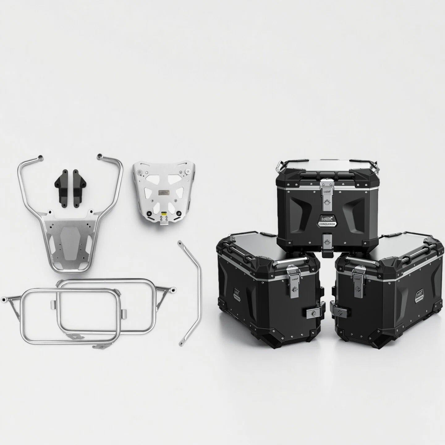 LOBOO CONQUEROR Aluminum Cases & Racks Set for BMW R1300GS / R1300GS Adventure