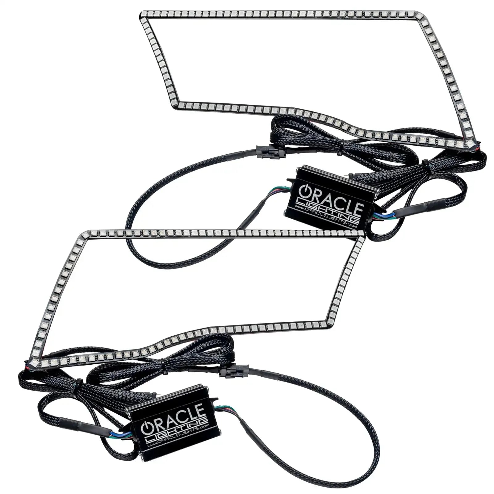 Pair of LED halo headlight DRL kit with wiring and Oracle Lighting modules for vehicles