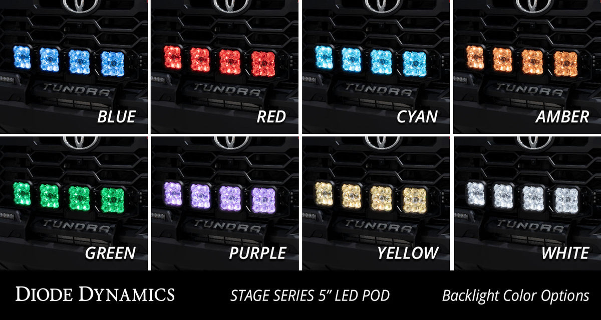 Diode Dynamics SS5 Grille CrossLink light bar kit for 2022-2026 Toyota Tundra – main beam vs backlight