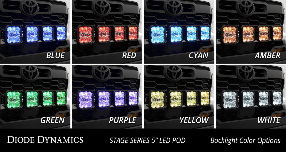 Diode Dynamics SS5 Grille CrossLink light bar kit for 2024-2026 Toyota Tacoma – main beam vs backlight