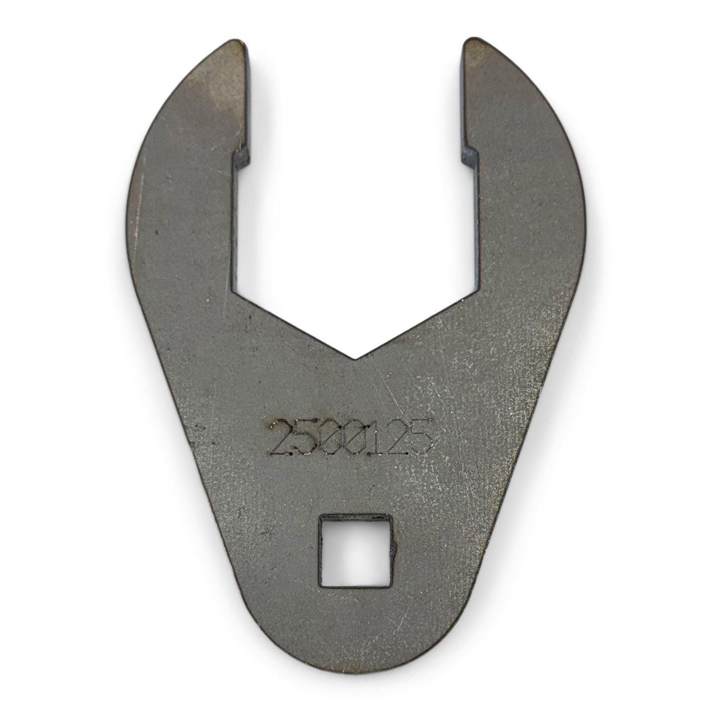 Steel spanner tool with open end and square drive, engraved with number 2500125