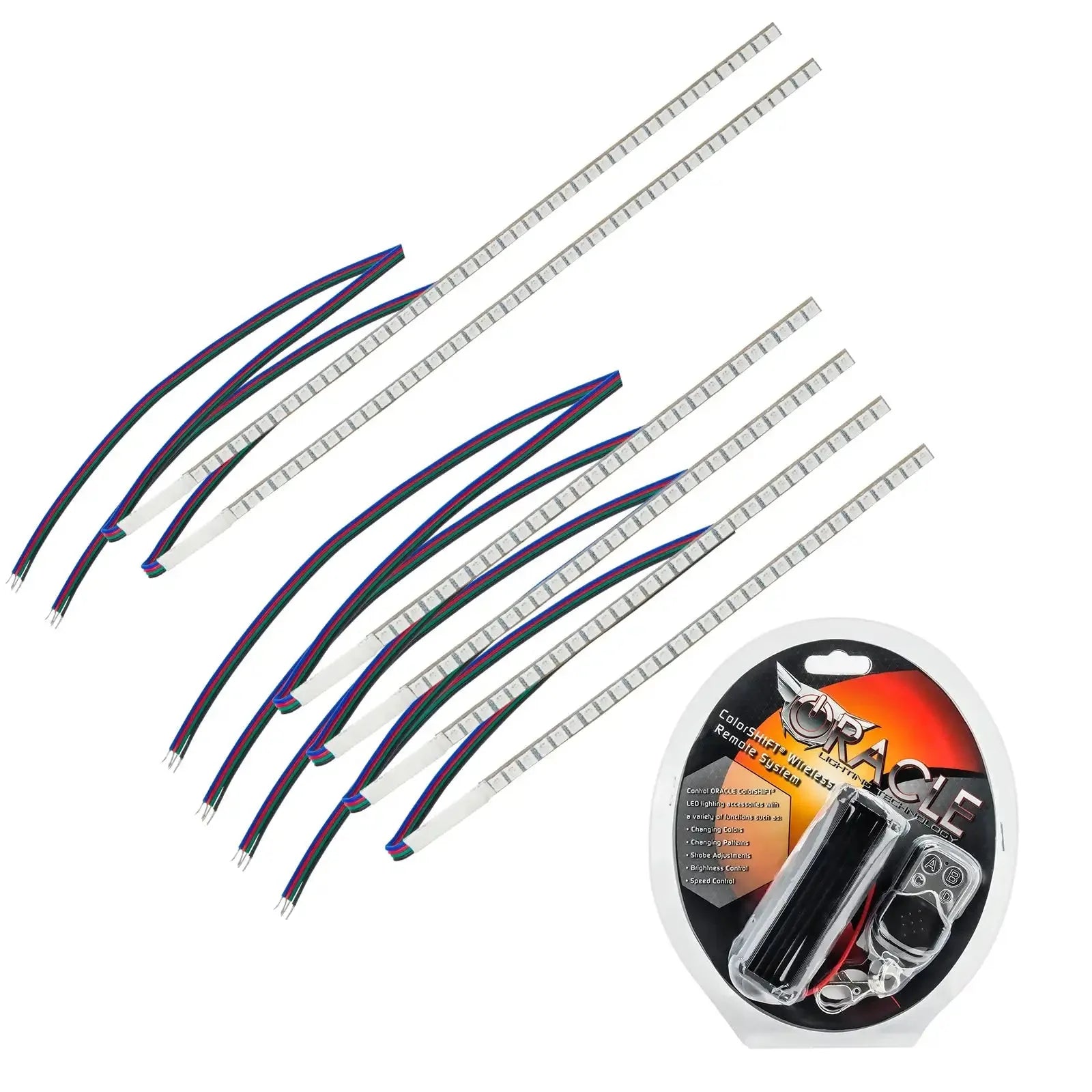 Vehicle LED light strips kit with multicolor wires and remote control for off-road accessories