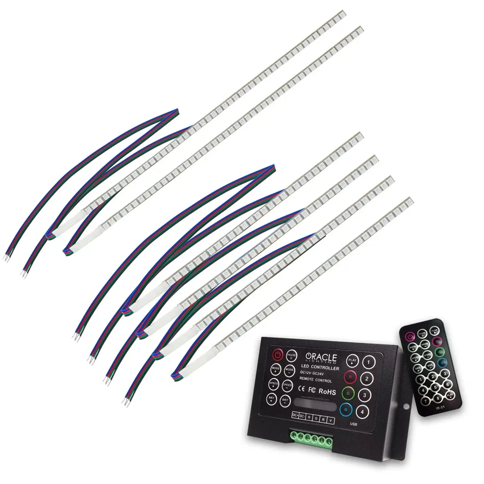 LED light strip kit with controller and remote for vehicle lighting customization