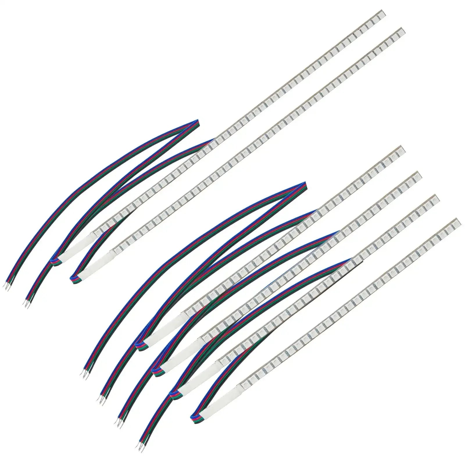 Set of flexible LED light strips with multicolor wires for vehicle or overlanding setup