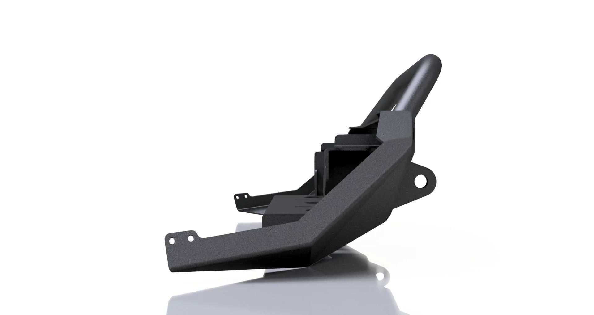 Black steel off-road front bumper for 2021 Chevy Colorado, angled side view