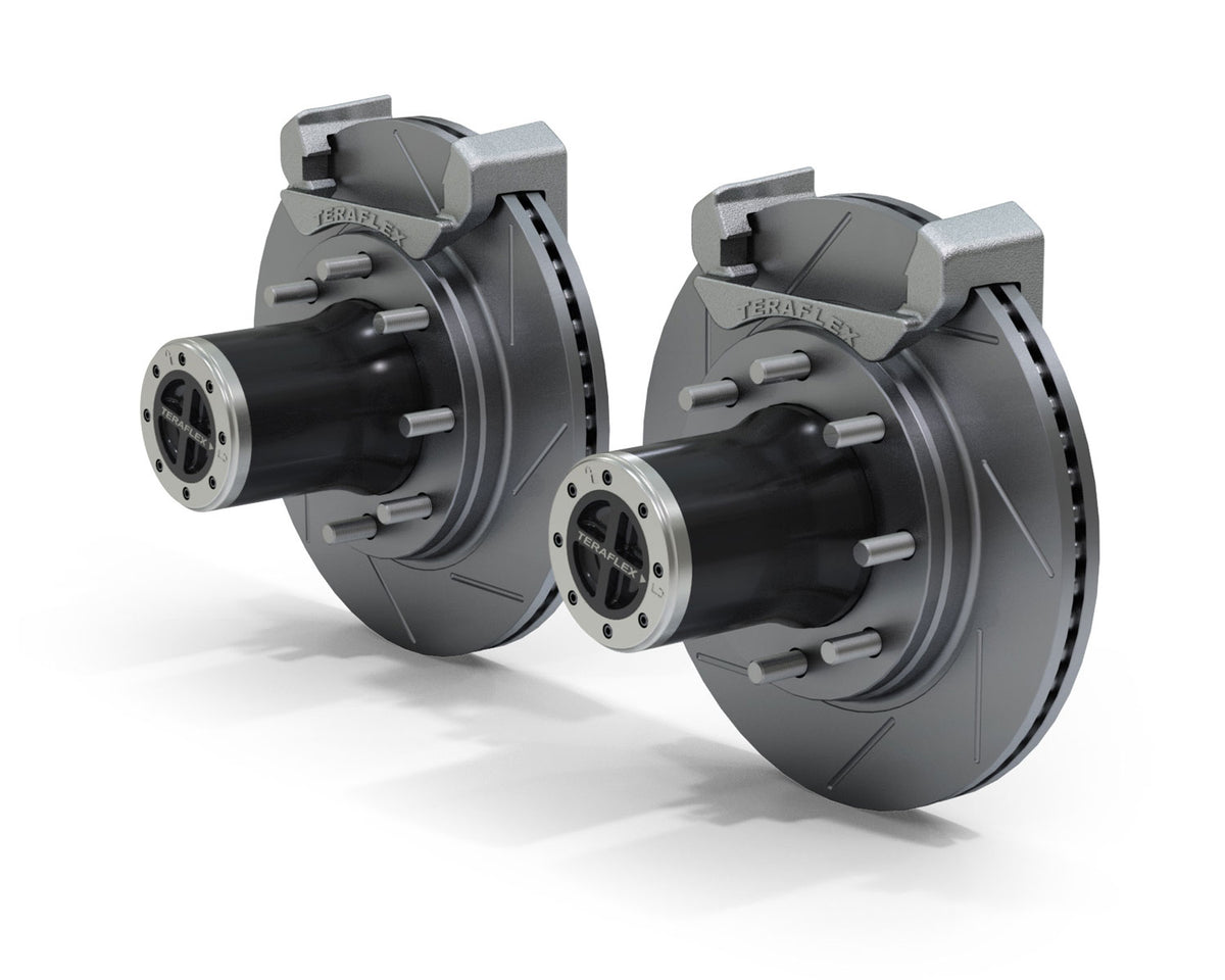 TeraFlex Dana 30/44 Front Axle 8-Lug Locking Hub Conversion Kit with Slotted Big Rotors for Jeep Wrangler JK
