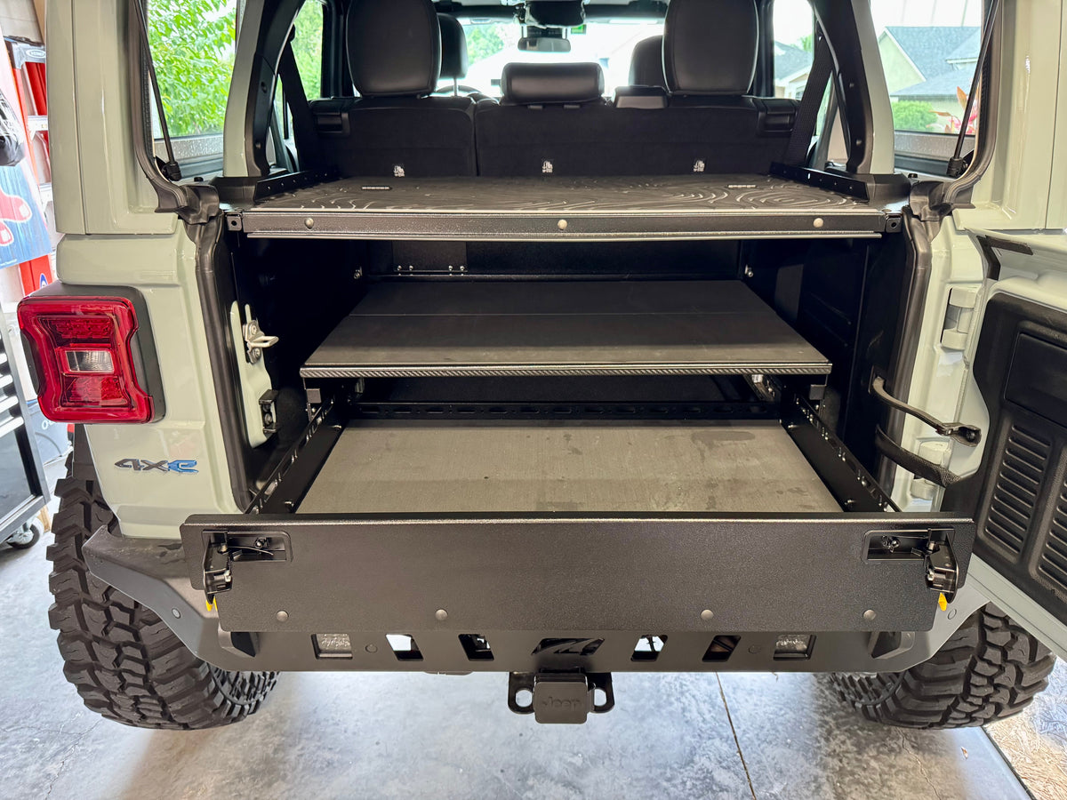 Diabolical Inc JLU Complete Drawer System for Jeep Wrangler JLU, drawer open